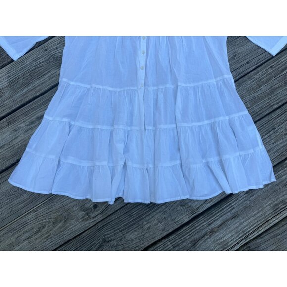 J.Crew Button Front Tiered Cover Up Dress in Cotton Voile Sz M BQ963 - Picture 4 of 8